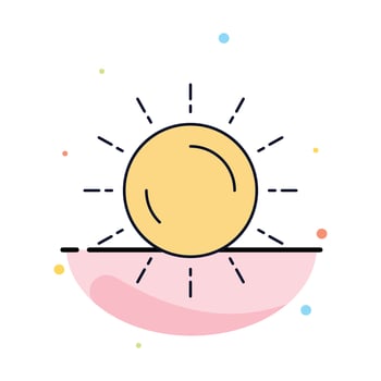 sun weather sunset sunrise summer Flat Color Icon Vector