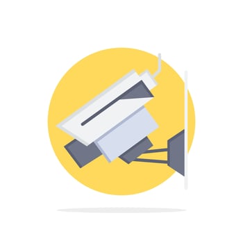 Camera Cctv Security Surveillance Abstract Circle Background Flat color Icon vector