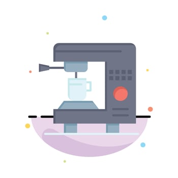 Coffee Electric Home Machine Abstract Flat Color Icon Template vector