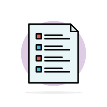 Checklist Check File List Page Task Testing Abstract Circle Background Flat color Icon vector