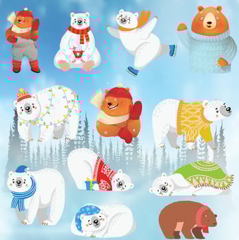 Arctic Bear With New Year Gifts vector