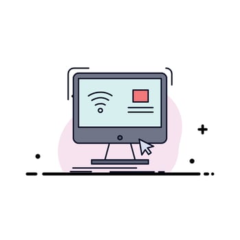 Control computer monitor remote smart Flat Color Icon Vector