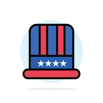 Hat Cap American Usa Abstract Circle Background Flat color Icon vector