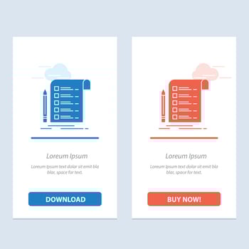 File Report Invoice Card Checklist  Blue and Red Download and Buy Now web Widget Card Template vector