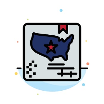 American Flag Map World Abstract Flat Color Icon Template vector