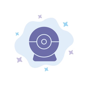 Camera Webcam Security Blue Icon on Abstract Cloud Background vector