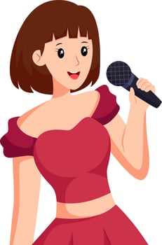 Female Singer Profession Character Design Illustration vector