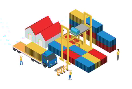 Modern Isometric Logistic System Illustration, Suitable for Diagrams, Infographics, Book Illustration, Game Asset, And Other Graphic Related Assets vector