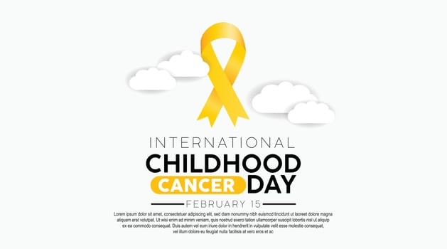 Childhood cancer awareness banner with yellow ribbon symbol. vector