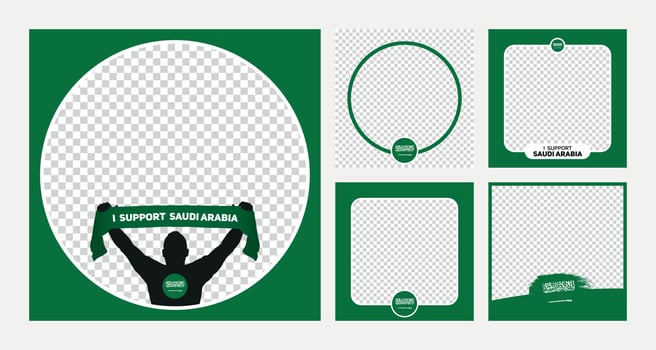I support Saudi Arabia world football championship profil picture frame banners for social media vector