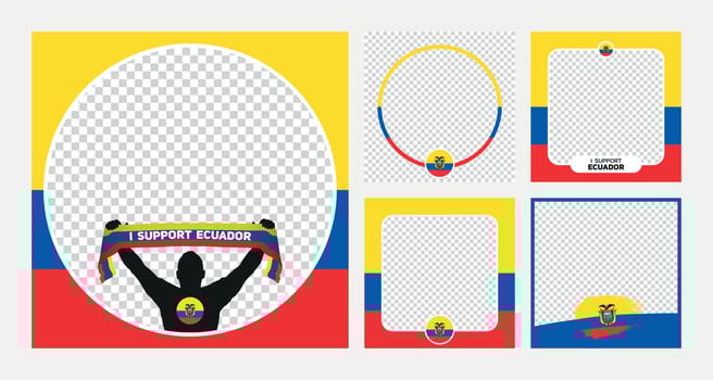 I support Ecuador world football championship profil picture frame banners for social media vector