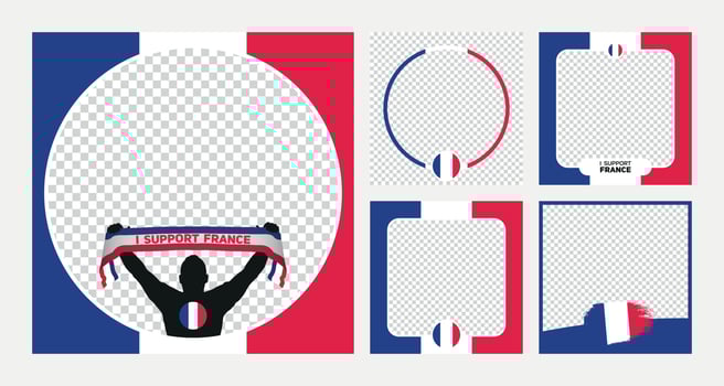 I support France world football championship profil picture frame banners for social media vector