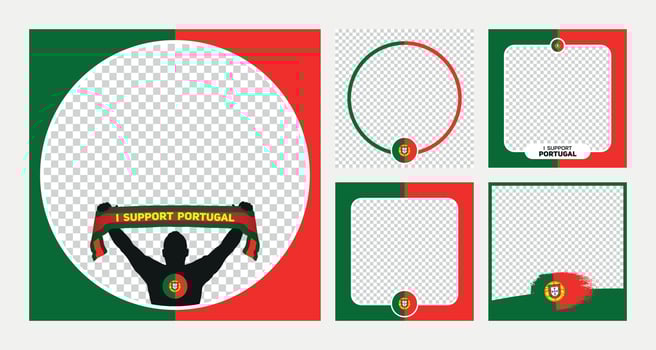 I support Portugal world football championship profil picture frame banners for social media vector