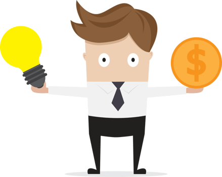 business management bulb idea and money cartoon png