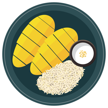 Mango sticky rice thai food. png