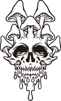 Mushrooms Head Skull Silhouette vector