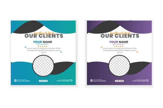 Creative concept for satisfied feedback customer testimonial social media post template vector