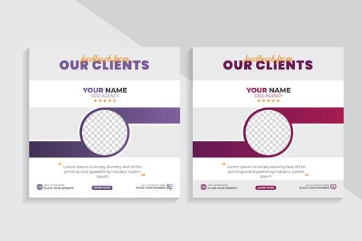 Creative concept for satisfied feedback customer testimonial social media post template vector