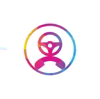 Drive call vector logo design. Steering wheel and phone symbol or icon.