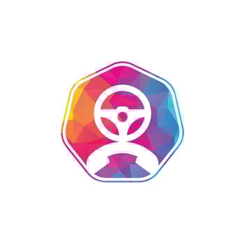 Drive call vector logo design. Steering wheel and phone symbol or icon.