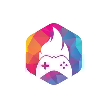 Gaming fire logo icon designs vector. game pad with a fire for gaming logo vector