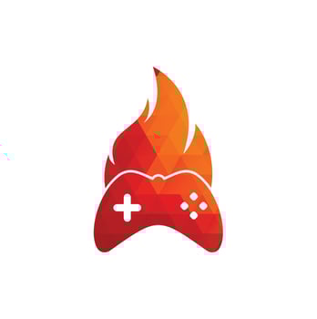 Gaming fire logo icon designs vector. game pad with a fire for gaming logo vector