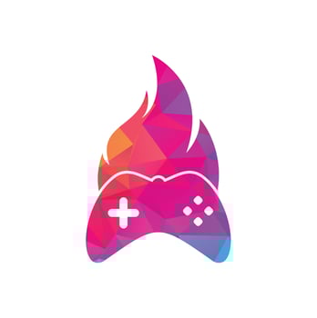 Gaming fire logo icon designs vector. game pad with a fire for gaming logo vector