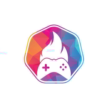 Gaming fire logo icon designs vector. game pad with a fire for gaming logo vector