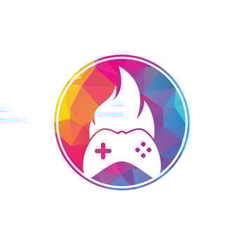 Gaming fire logo icon designs vector. game pad with a fire for gaming logo vector