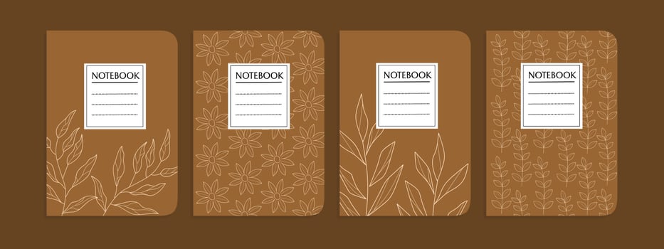 leaf line art notebook cover. abstract botanical pattern design.For notebooks, planners, brochures, books, catalogs.vector illustration vector