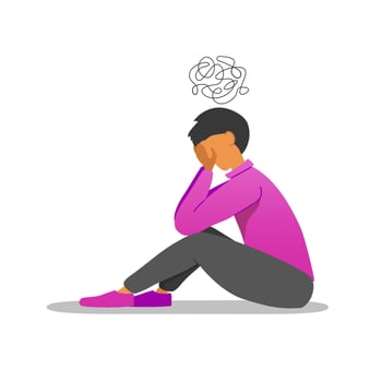 Sad man in depression-mental health concept vector