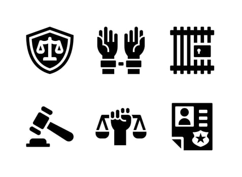 Simple Set of Justice And Law Related Vector Solid Icons