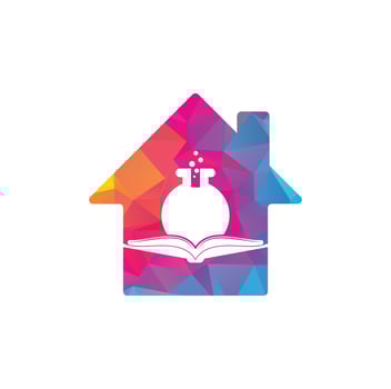 Book Lab home shape concept Logo Template Design Vector. Book Science Logo icon. vector