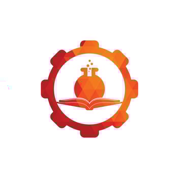 Book Lab gear shape concept Logo Template Design Vector. Book Science Logo. vector