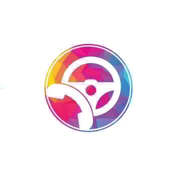 Drive call vector logo design. Steering wheel and phone symbol or icon.
