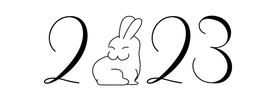 Happy New Year.Rabbit horoscope sign.Chinese horoscope rabbit with 2023. vector