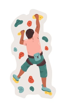 Men rock climber on a wall in a climbing gym isolated on white background vector
