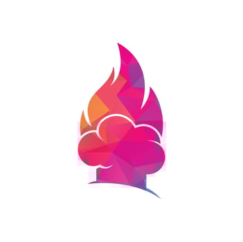 Hot chef vector logo design. Chef hat with a flame vector icon.