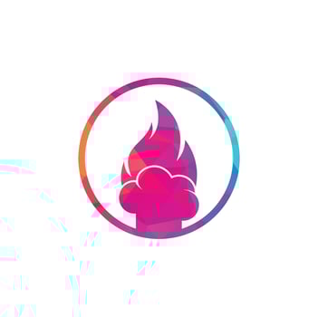 Hot chef vector logo design. Chef hat with a flame vector icon.