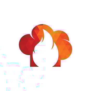 Hot chef vector logo design. Chef hat with a flame vector icon.