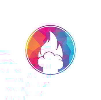 Hot chef vector logo design. Chef hat with a flame vector icon.
