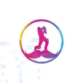 Strong cricket vector logo design. Moustache and cricket player vector icon design.