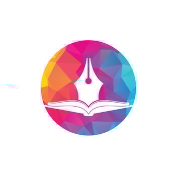 Pen and book vector logo design. Book Writer Logo Template Design Vector.