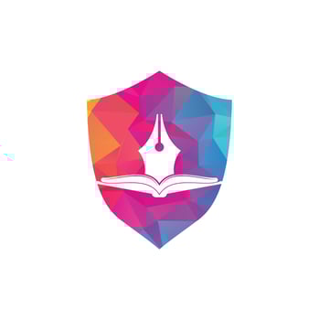 Pen and book vector logo design. Book Writer Logo Template Design Vector.