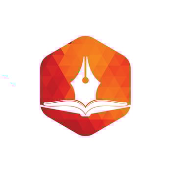 Pen and book vector logo design. Book Writer Logo Template Design Vector.