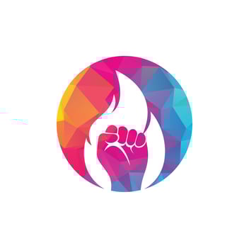 Fire Fist Logo Vector. Revolution Protest Flame Fist Symbol. Web Icon Logo Template Design Element. vector