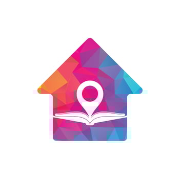 Book point drop logo design template. Education icon with pin combination. Concept of bookstore pointer symbol. vector