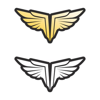 golden winged shield with crown logo heraldry symbol vector