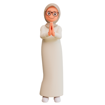 3d render muslim woman cartoon illustration png