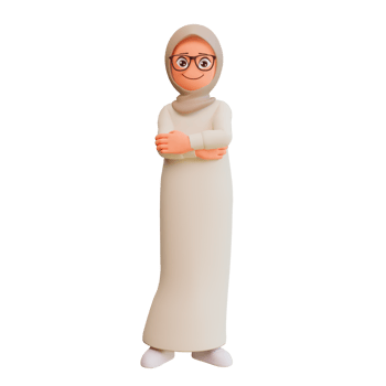 3d render muslim woman cartoon illustration png